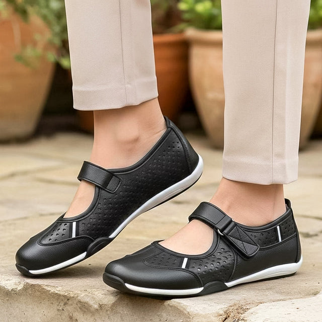 Leather Touch Fastening Perforated Comfort Shoe