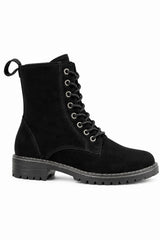 Lace-Up Suede Ankle Boot