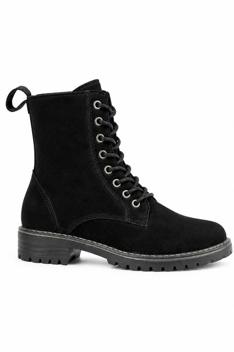 Lace-Up Suede Ankle Boot