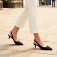 Pointed Toe Slingback Kitten Heel Court Shoe