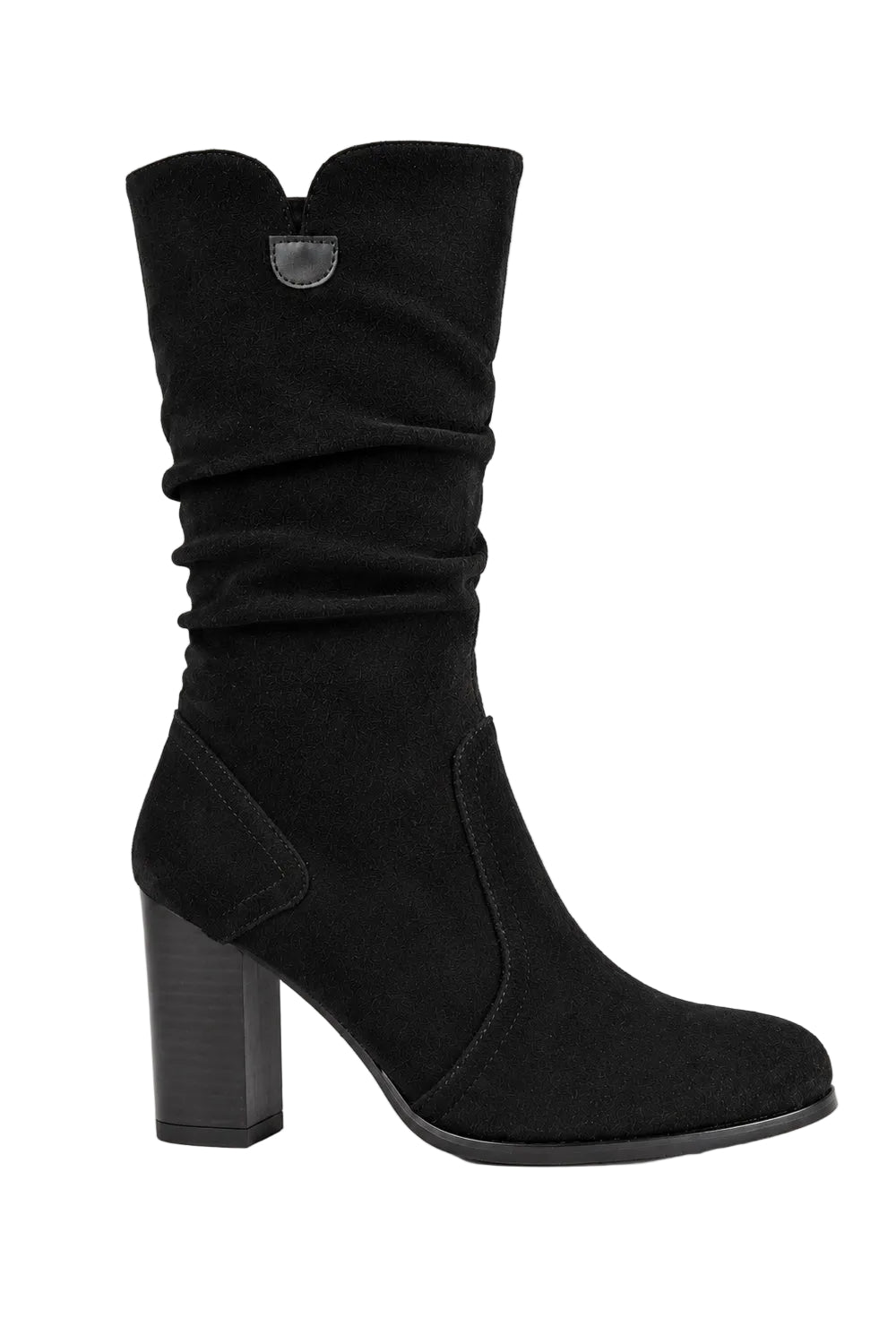 Women Suedette Mid-Calf Block Heel Boots