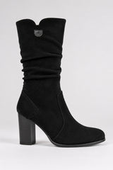 Suedette Mid-Calf Block Heel Boots