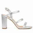 Strappy Block Heels With Buckle Snake Effect