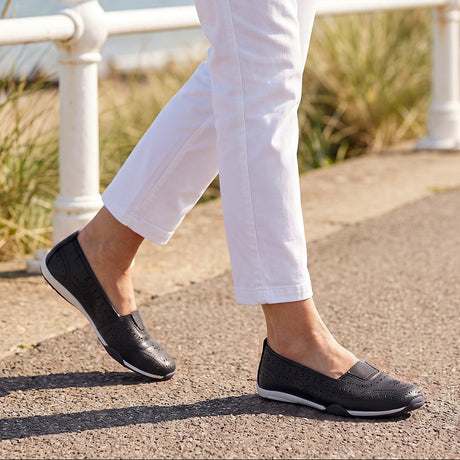 Leather Slip On Laser Cut Comfort Shoe