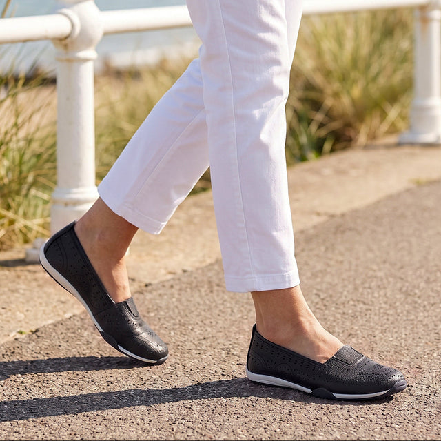 Leather Slip On Laser Cut Comfort Shoe