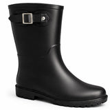 Women Mid-Calf Buckle Detail Waterproof Wellington Boots