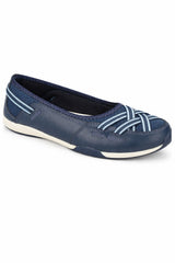 Leather Elastic Cross Strap Ballet Pumps with Cushioned Sole