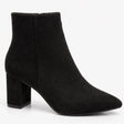 Suedette Pointed Toe Block Heel Ankle Boots