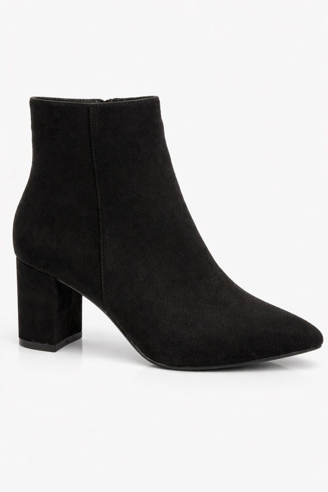 Suedette Pointed Toe Block Heel Ankle Boots
