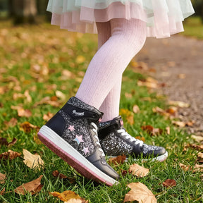 Glitter High-Top Trainers with Star Cut-Out Detail