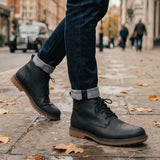 Men's Lace-Up Ankle Boots with Cleated Sole