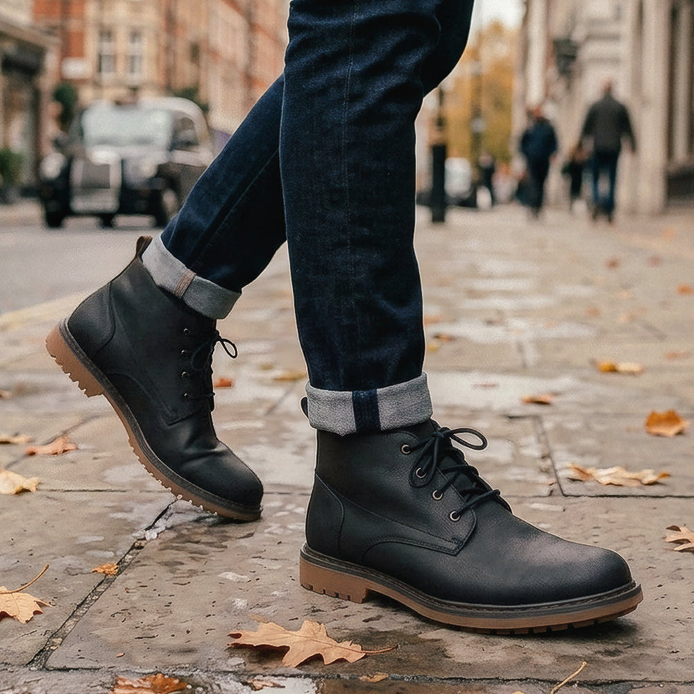 Lace Up Ankle Boots Cleated Sole