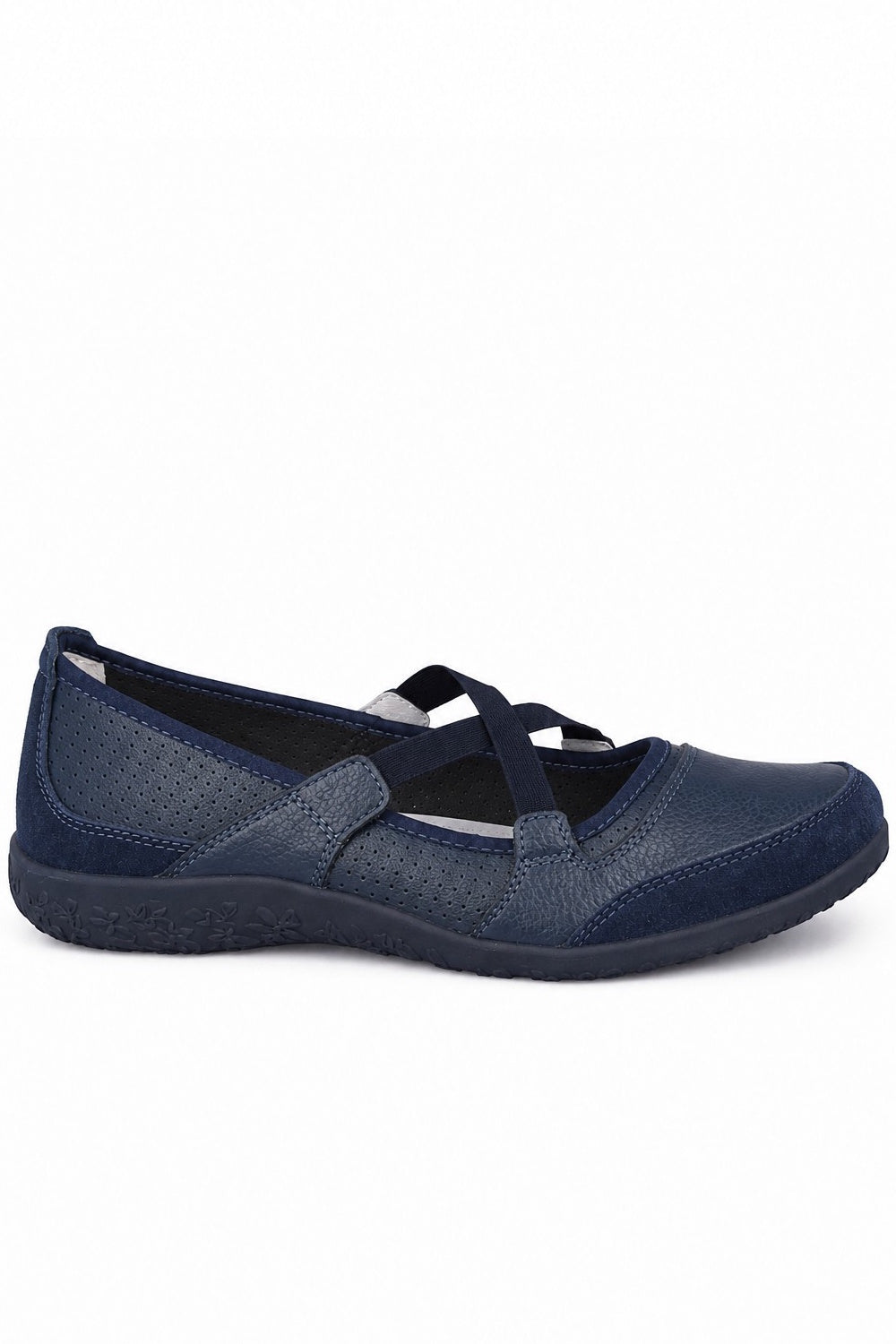 Leather Elastic Cross Strap Comfort Pumps with Flexible Sole