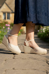 Wide Fit Espadrille Wedge Sandals with Adjustable Ankle Strap