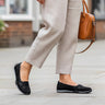Leather Elastic Strap Comfort Ballerina Shoes