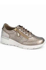 Leather Comfort Trainer with Side Zip & Perforated Detailing