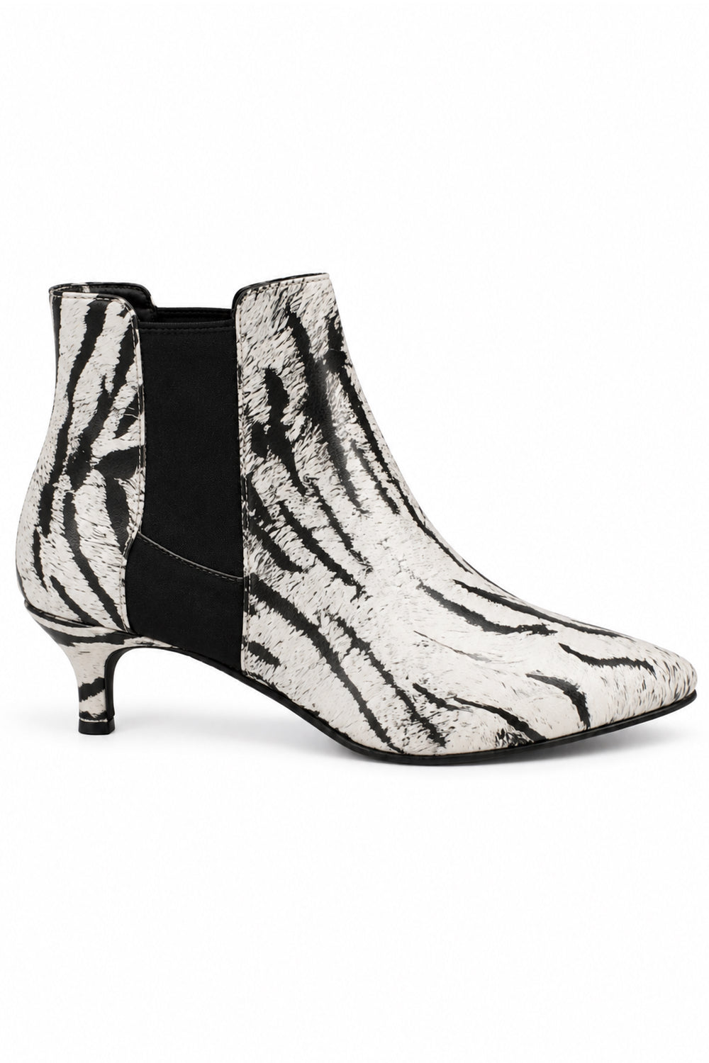 Animal Print Pointed Toe Ankle Boot with Slim Heel
