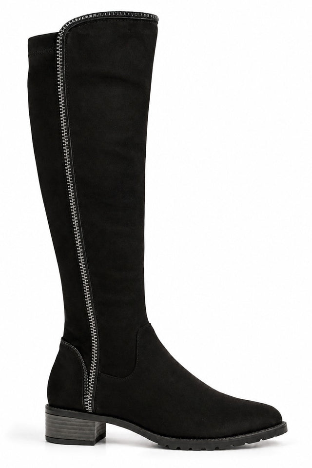 Over The Knee Flat Boots with Side Zip