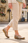 Leather Elastic Cross Strap Comfort Pumps with Flexible Sole