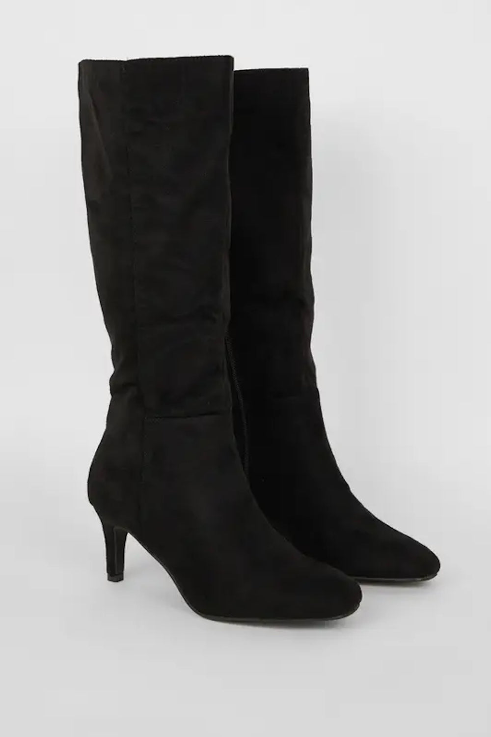 Women Knee-High Heeled Boots – Suede Stretch Long Boots with Stiletto Heel