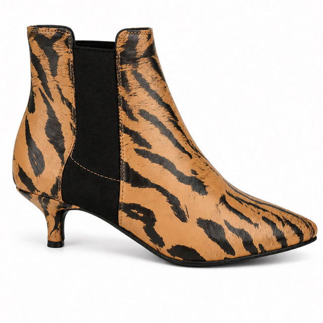 Animal Print Pointed Toe Ankle Boot with Slim Heel