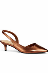 Pointed Toe Slingback Kitten Heel Court Shoe
