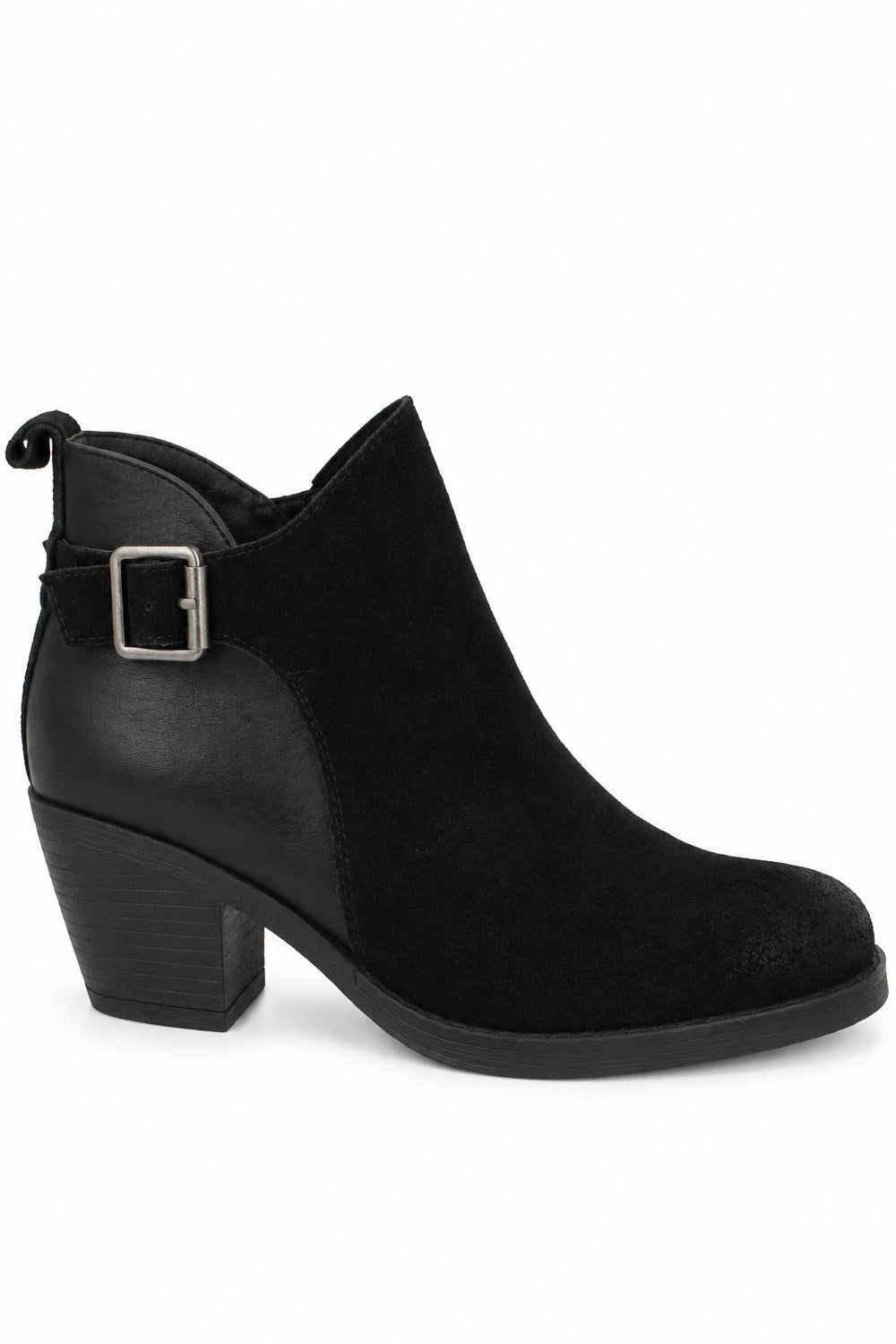 Ankle Boot with Block Heel and Buckle Detail