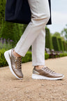 Leather Comfort Trainer with Side Zip & Perforated Detailing