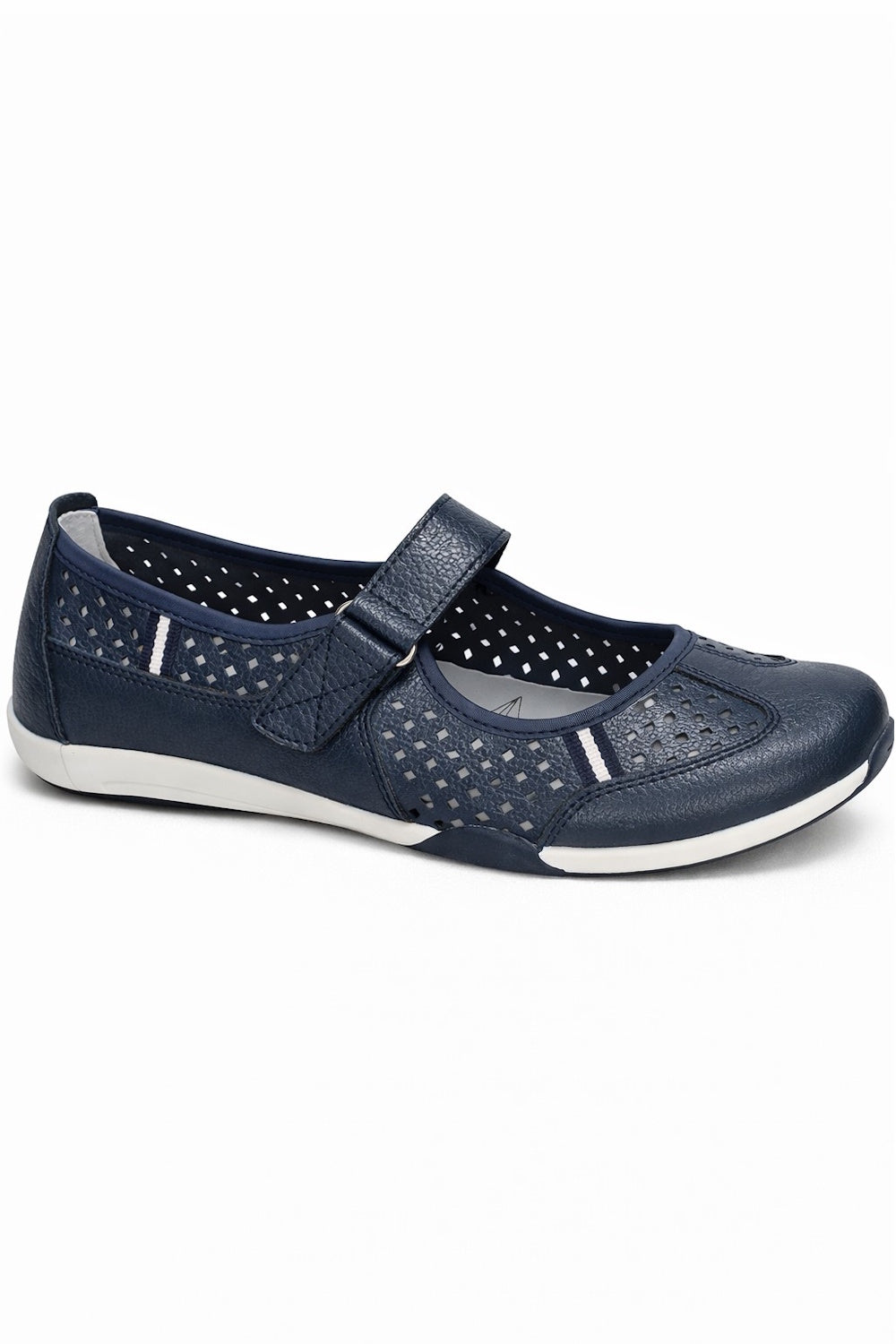 Leather Touch Fastening Perforated Comfort Shoe