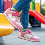 Touch Fastening Trainers with Lace Detail and Cushioned Sole