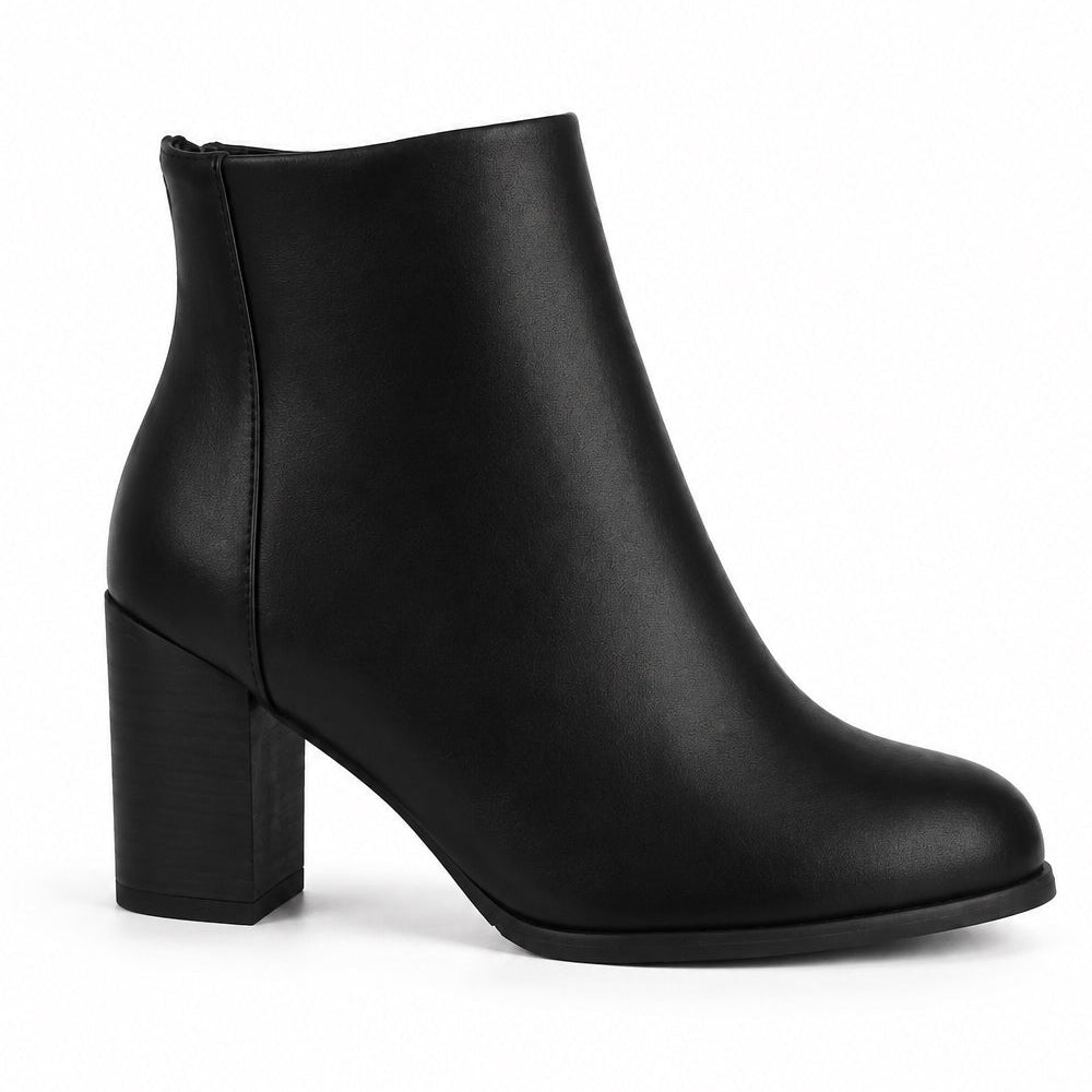 Women Block Heel Ankle Boots – Classic Faux Leather