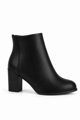 Block Heel Ankle Boots – Classic Faux Leather