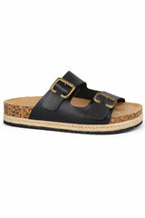 Adjustable Buckle Footbed Sandals with Cushioned Cork Sole