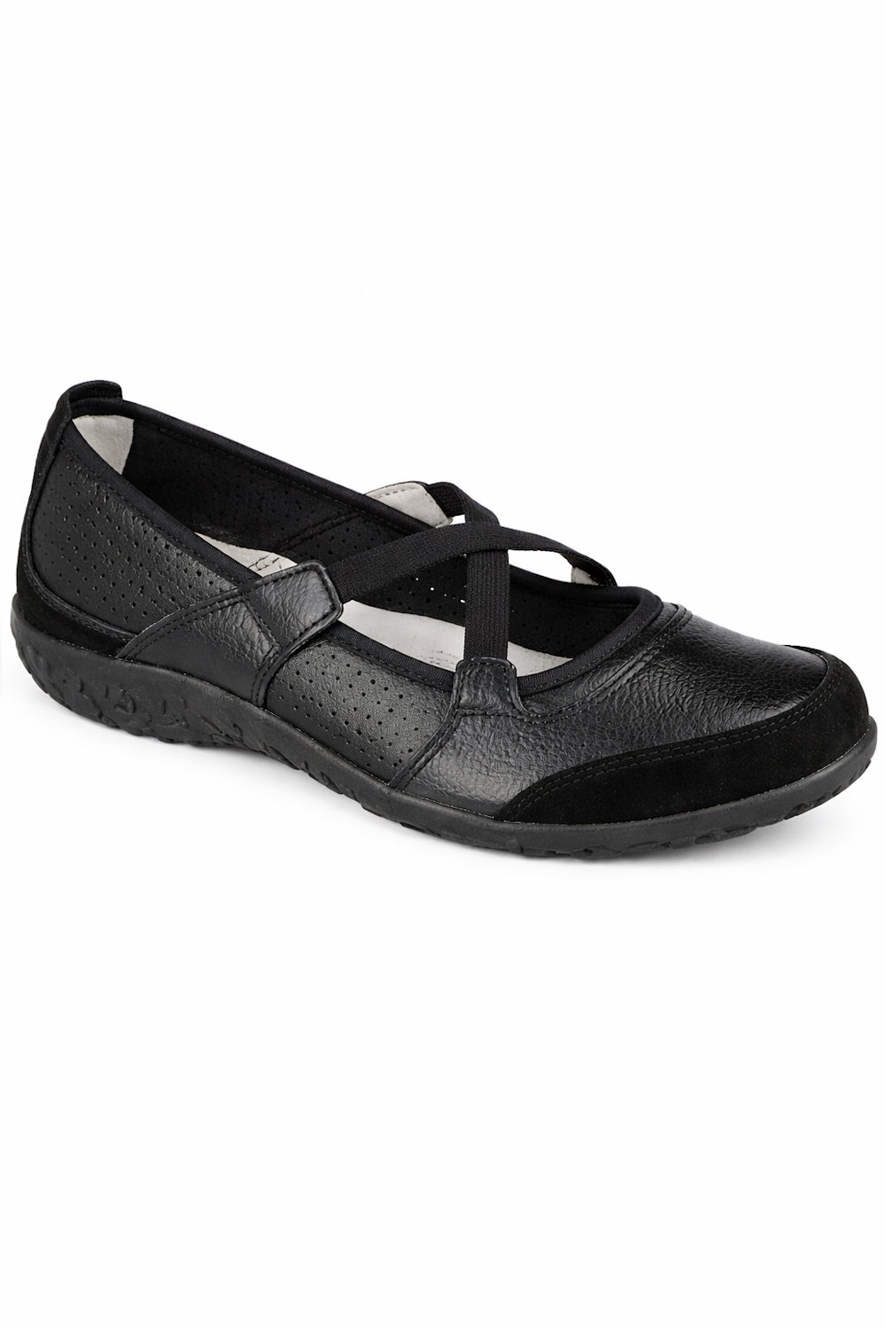 Leather Elastic Cross Strap Comfort Pumps with Flexible Sole