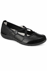 Leather Elastic Cross Strap Comfort Pumps with Flexible Sole