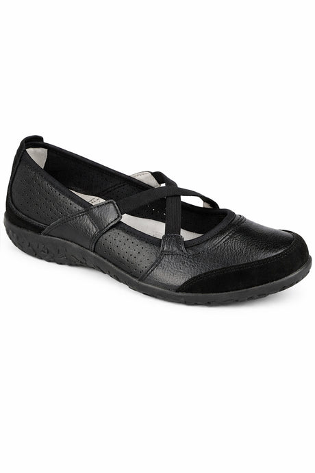 Leather Elastic Cross Strap Comfort Pumps with Flexible Sole