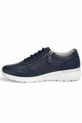 Leather Comfort Trainer with Side Zip & Perforated Detailing