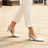 Pointed Toe Slingback Kitten Heel Court Shoe