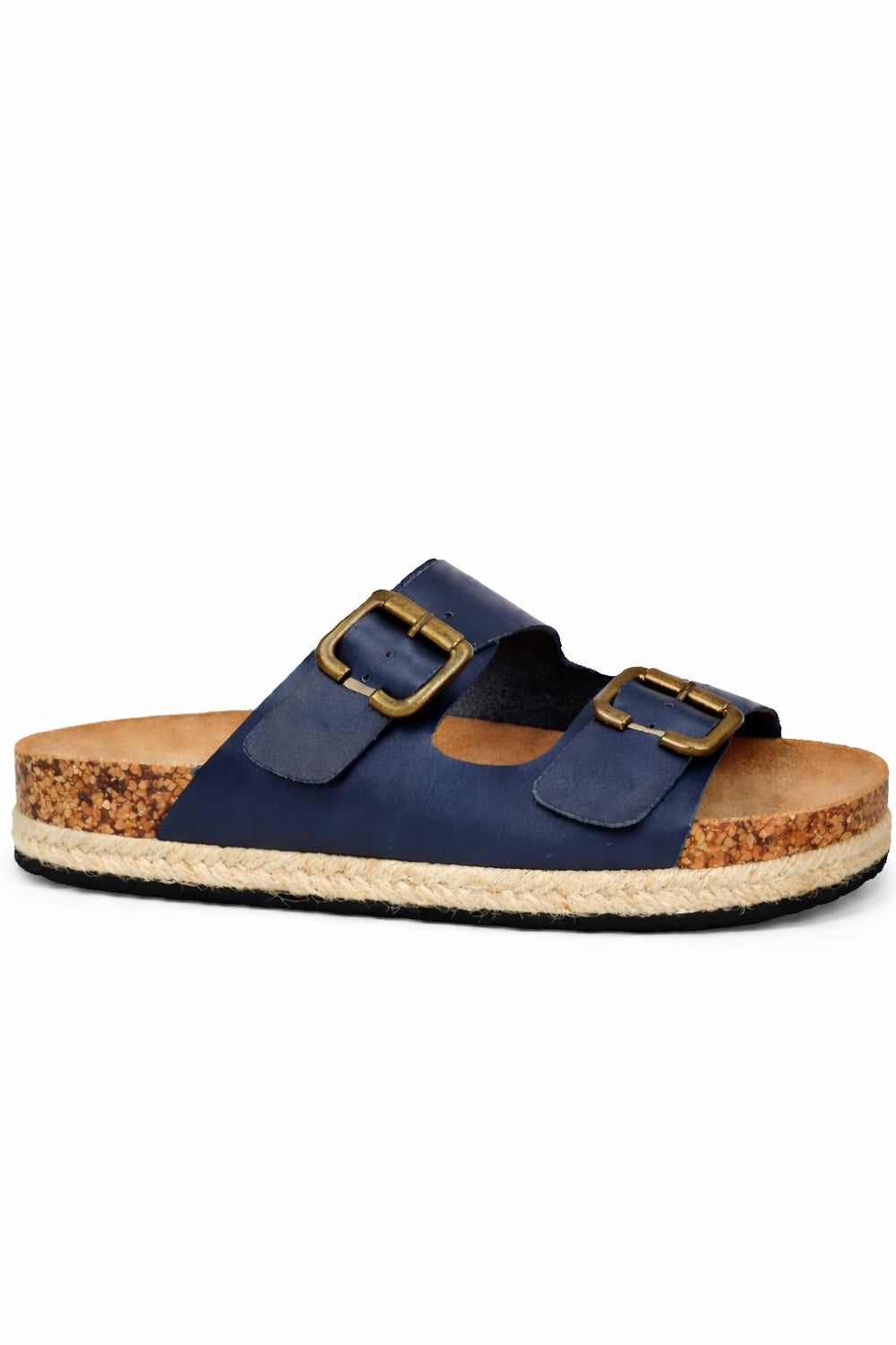 Adjustable Buckle Footbed Sandals with Cushioned Cork Sole