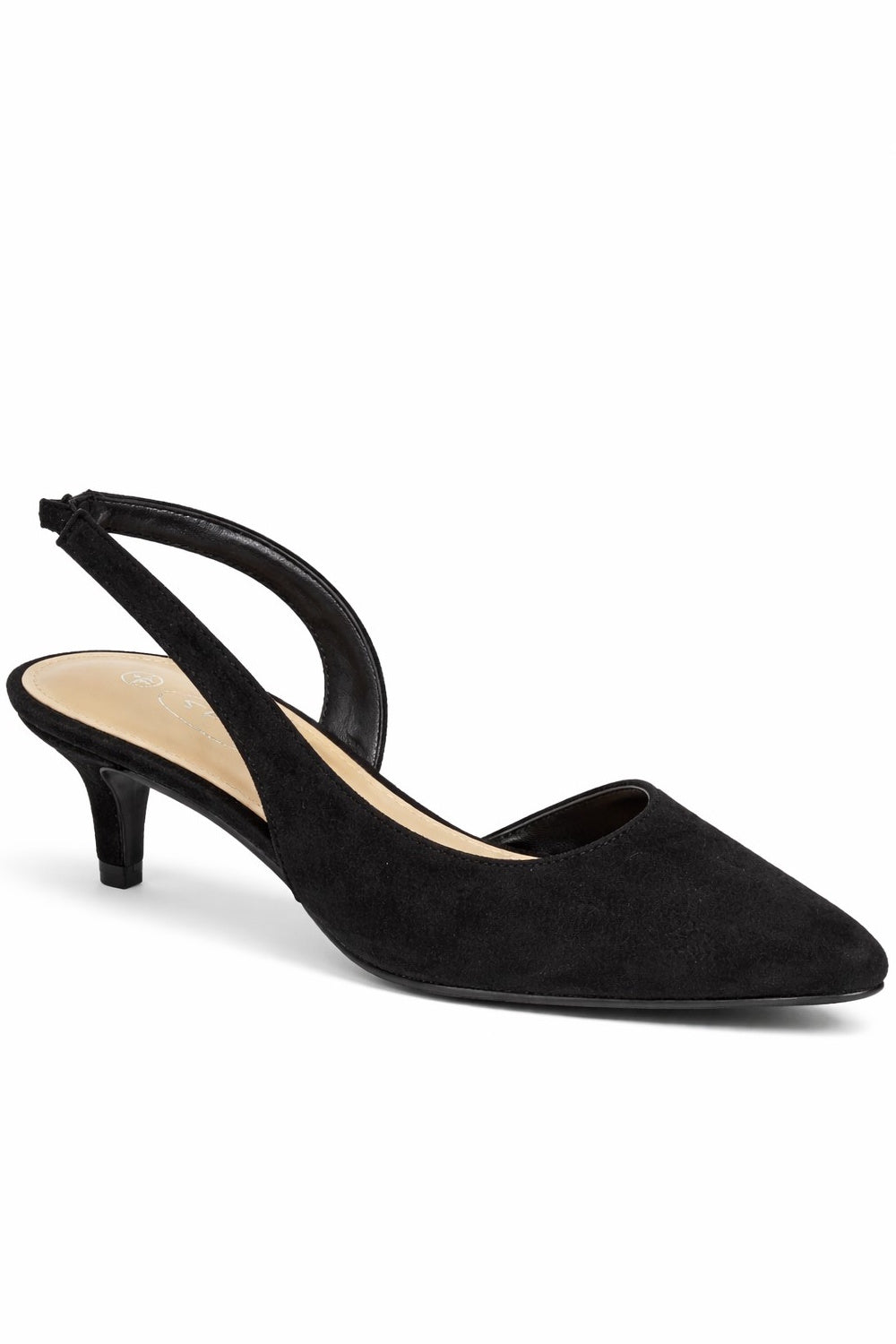 Pointed Toe Slingback Kitten Heel Court Shoe