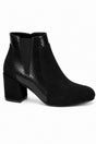 Block Heel Ankle Boot with Textured Panel and Zip Fastening