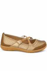 Leather Elastic Cross Strap Comfort Pumps with Flexible Sole