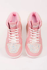 Glitter High-Top Trainers with Star Cut-Out Detail