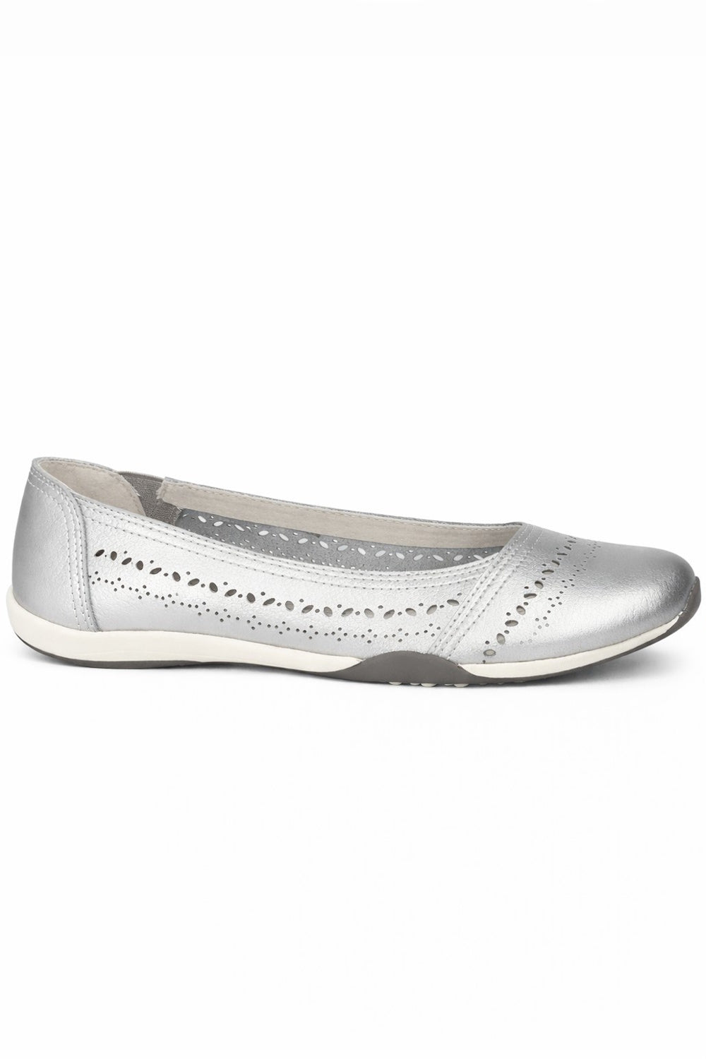 Leather Perforated Comfort Ballet Flat with Cushioned Insole