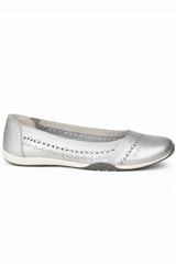 Leather Perforated Comfort Ballet Flat with Cushioned Insole