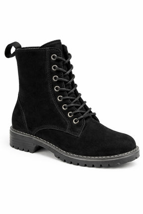 Lace-Up Suede Ankle Boot