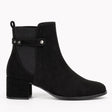 Wide Fit Block Heel Ankle Boot with Elastic Side Panel