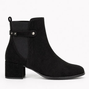 Wide Fit Block Heel Ankle Boot with Elastic Side Panel