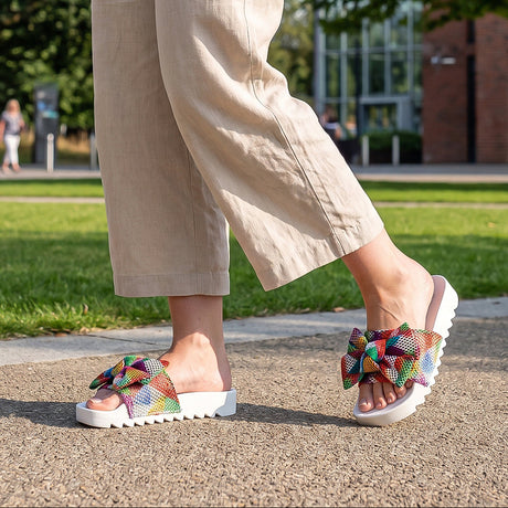 Oversized Bow Platform Slider Sandals