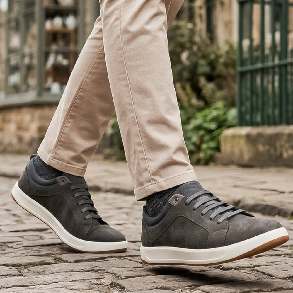 Men's Textured Lace-Up Casual Trainer with Cup Sole